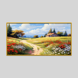 Summer Haven Beautiful Landscape with Flowers Canvas Wall Paintings