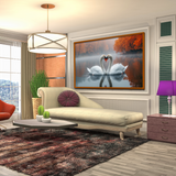 Serene Embrace Two Swans Birds Love Graceful Display Canvas Wall Paintings