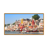 Vibrant Varanasi Ghats on the Ganges River Framed Wall Art