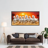 Premium Seven Running Horses at Sunrise Canvas Painting for Wall Decors