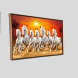 Premium Seven Running Horses at Sunrise Canvas Painting for Wall Decors