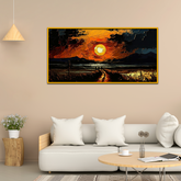 Beautiful Road Leading with Sunset Abstract Design Canvas Wall Paintings