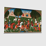 Traditional Indian Folk Art Wall Painting – Divine Procession with Lord Krishna – Handcrafted Pattachitra Style Decor