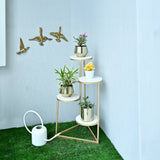 Beautiful Premium Looking Sturdy Metal Planter Stand With White Round Marble At Top - 4 Tier