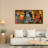 Premium Lord Krishna Playing Flute Premium Canvas Wall Painting For Home Decors