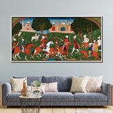 Traditional Indian Folk Art Wall Painting – Divine Procession with Lord Krishna – Handcrafted Pattachitra Style Decor