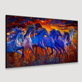 WallMelody Big Panoramic Running Horses Abstract Design Canvas