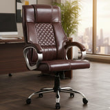Brown Leatherette Boss Office Chair | 360° Swivel, Tilting Lock Mechanism & Chrome Stand