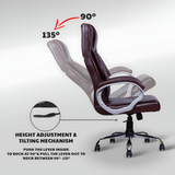 Brown Leatherette Boss Office Chair | 360° Swivel, Tilting Lock Mechanism & Chrome Stand