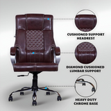 Brown Leatherette Boss Office Chair | 360° Swivel, Tilting Lock Mechanism & Chrome Stand