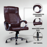 Brown Leatherette Boss Office Chair | 360° Swivel, Tilting Lock Mechanism & Chrome Stand