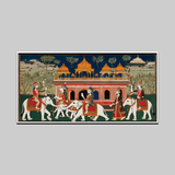 Miniature Painting of an Indian Royal Procession with Elephants