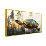 Turtle With Reflection Trees Its Back Reflection Water Canvas Wall Paintings