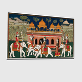 Miniature Painting of an Indian Royal Procession with Elephants