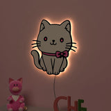 Cute Kitten Backlit Wooden Wall Décor