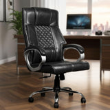 Black Leatherette Boss Office Chair | 360° Swivel, Tilting Locking Mechanism & Chrome Stand