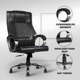Black Leatherette Boss Office Chair | 360° Swivel, Tilting Locking Mechanism & Chrome Stand