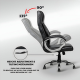 Black Leatherette Boss Office Chair | 360° Swivel, Tilting Locking Mechanism & Chrome Stand