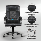Black Leatherette Boss Office Chair | 360° Swivel, Tilting Locking Mechanism & Chrome Stand
