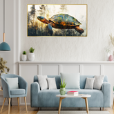 Turtle With Reflection Trees Its Back Reflection Water Canvas Wall Paintings