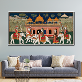 Miniature Painting of an Indian Royal Procession with Elephants