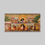 Indian Folk Art Painting of a Temple Procession with Deities and Horses