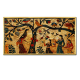 Traditional Indian Women with Birds Canvas Vintage Wall Paintings