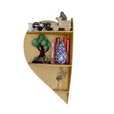 Heart Shape Wood Corner Wall Shelf / Book Shelf,Oak Finish