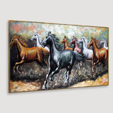 WallMelody Big Panoramic Running Horses Abstract Design Canvas