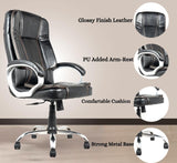 Black Leatherette Boss Office Chair | 360° Swivel, Tilt Lock Mechanism, Chrome Stand & Engineering Wood Base