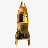 Rocket Shape Wood Corner Wall Shelf / Book Shelf,Oak Finish
