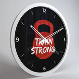 Train Strong Quirky & Motivational Gym Wall Clock- Black Frame