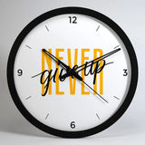 Never Give Up Trendy Wall Clock for Gym Decor- Black Frame