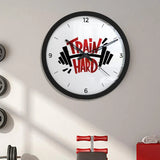 Train Hard Designer Wall Clock for Gym – Black Frame