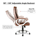 Brown Leatherette Swivel Office Revolving Chair | Heavy Tilting Mechanism & Strong Chrome Stand Base