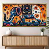 Colorful Elephant With Floral Decorations Canvas Vintage Wall Paintings