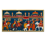 Cinematic Kino Miniature Scene Indian Royal Procession Canvas Vintage Wall Paintings