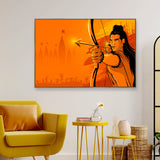 Bright Orange Life-Like Ram Ji Canvas Painting