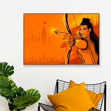 Bright Orange Life-Like Ram Ji Canvas Painting