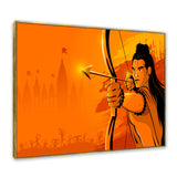 Bright Orange Life-Like Ram Ji Canvas Painting