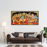 Premium Ram Darbar Divine Hindu Religious Vastu Golden Framed Canvas Wall Painting For Wall Decors