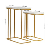 Tehran Rectangle Iron Stand Side Marble Table Set of 2