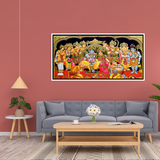 Premium Ram Darbar Divine Hindu Religious Vastu Golden Framed Canvas Wall Painting For Wall Decors
