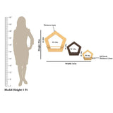 Pentagon Shape Wood Wall Shelf / Book Shelf,Walnut and Oak Finish