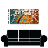 Beautiful Floral Tree Art with White Flower Premium Canvas Wall Painting