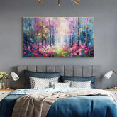 Abstract Blossom Floral Painting on Canvas, Original Large Colorful Flower Landscape Wall Art, Custom Modern Living Room Bedroom Decor Online
