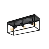 3 Bulb Steel Ceiling Light With Black Clear Glass