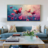 Original Colorful Flower Painting on Canvas, Large Abstract Purple Floral Wall Art Custom Painting Minimalist Living Room Home Decor Art Online