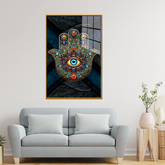 Acrylic Wall Painting – Hamsa Hand with Evil Eye Design