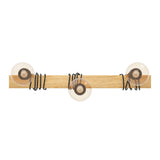 3 Light Black Steel Natural Wooden Bar Wooden Ceiling Light